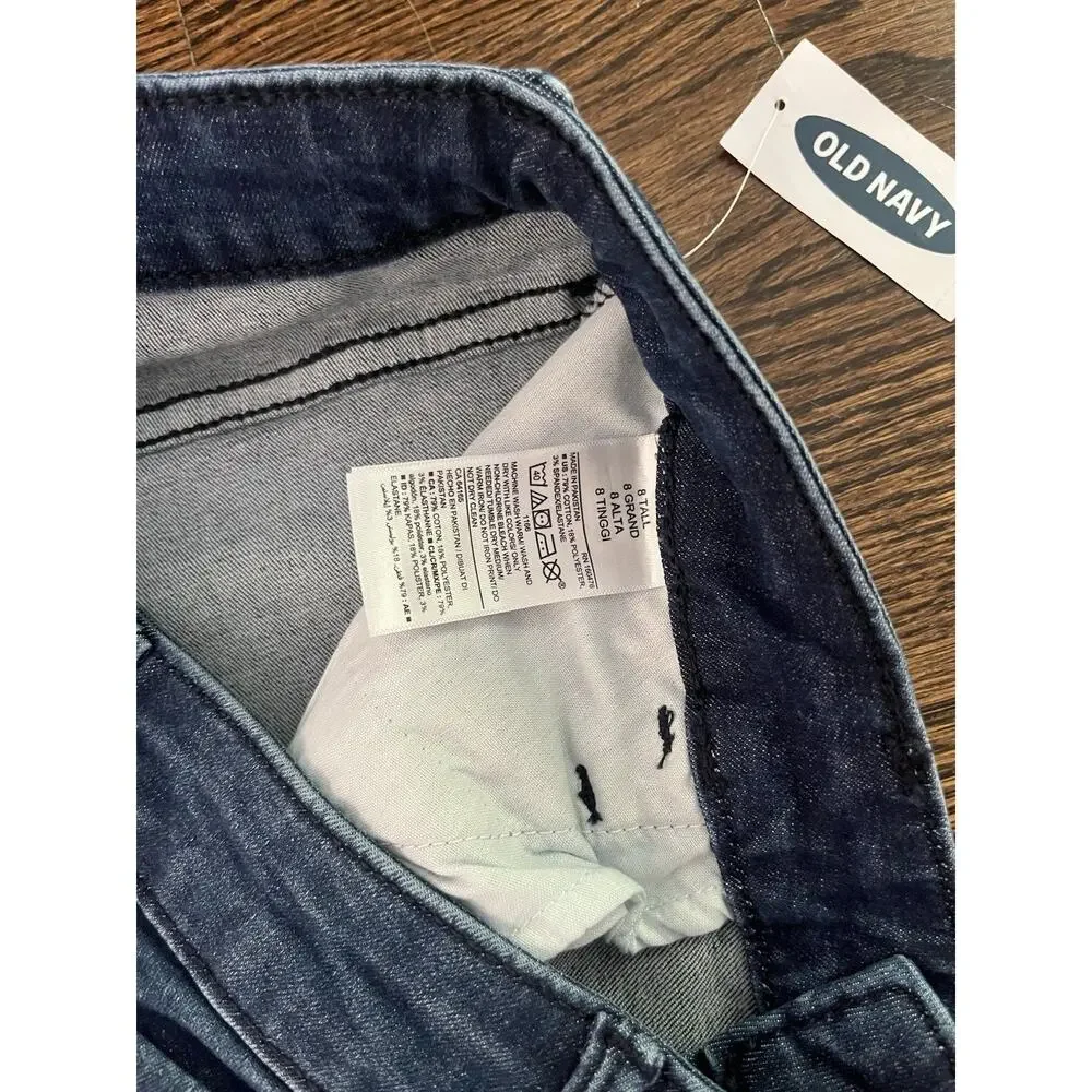 Old navy women rockstar skinny jeans mid rise size 8 tall blue NWT